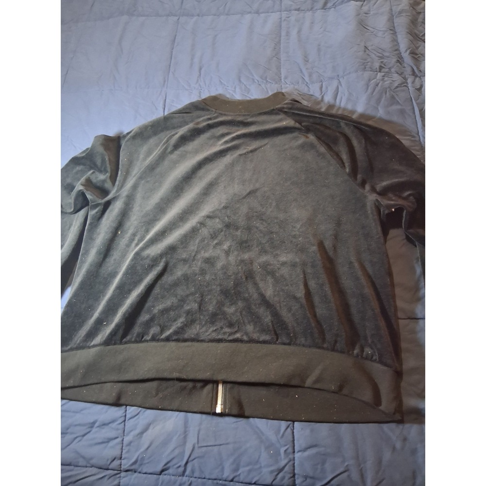 Vintage Y2K Nike Women's Charcoal Black Sportswear Velour Track Jacket Sz 2XL - Picture 5 of 6